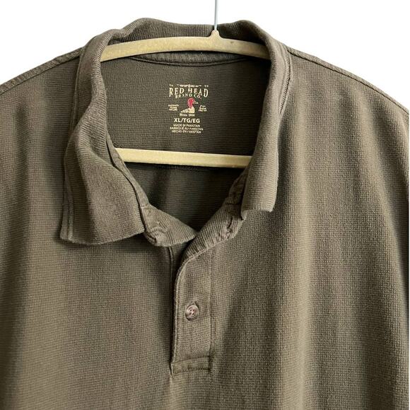 redhead brand co. men polo shirt 3/4 button short sleeve green sz xl - Picture 3 of 10